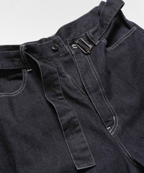 MR.OLIVE / RINSE WASH 12oz CRUNCH DEINIM / WIDE TAPERED BELTED JEANS / ミスターオリーブ リンスウォッシュ 12オンス クランチデニム / ワイドテーパード ベルト付きジーンズ